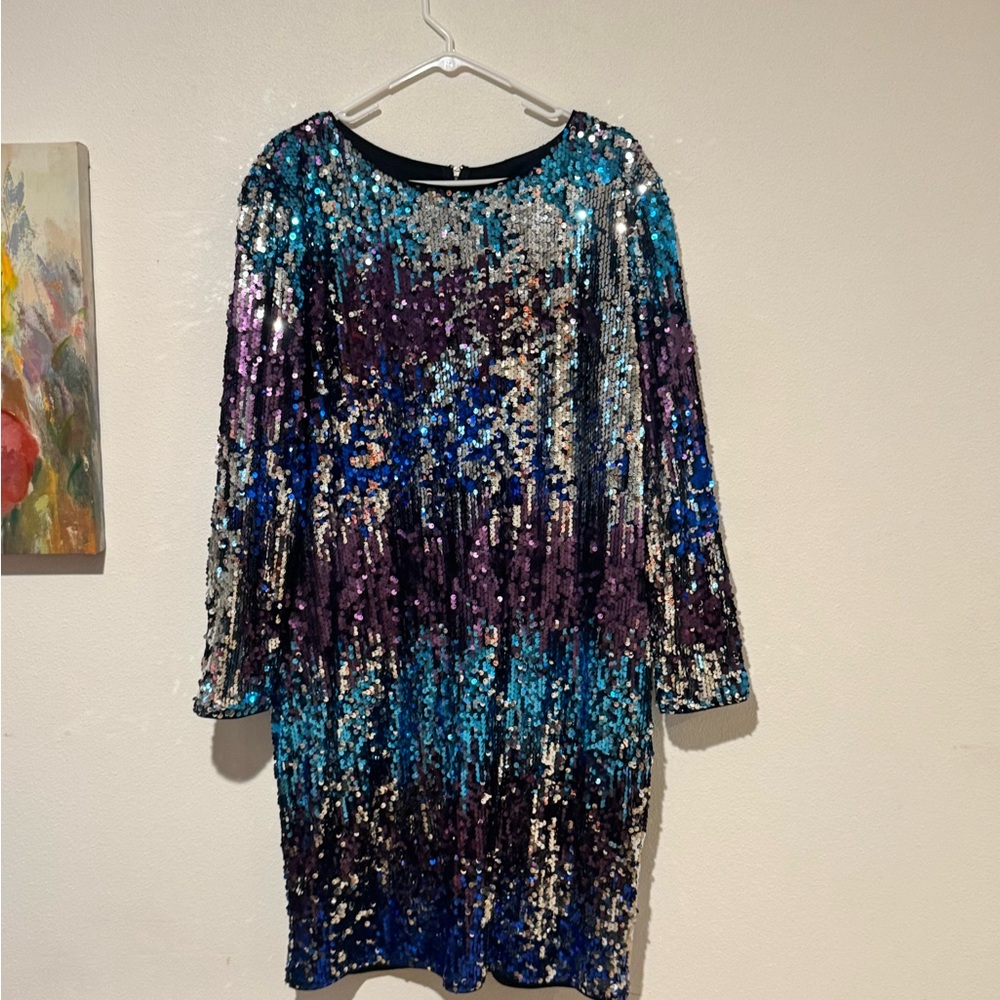 TFNC Multicolor Sequin Long Sleeve Dress